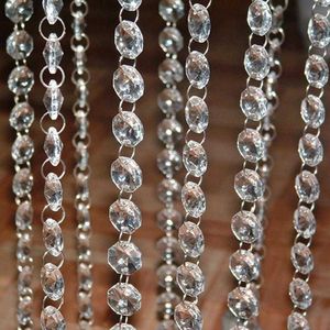 (10 mètres) 33FT / lot (340g) 14mm clair acrylique cristal perlé guirlandes lustre suspendu pour la décoration de fête de mariage 211015