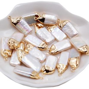%100 real baroque special-shaped beads 10*17mm rectangular gilt edged connector DIY pearls for jewelry making