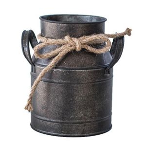 -1PC Shabby Chic métal fer décoratif Vintage rustique Vase lait peut pays cruche pour chambre cuisine salon jardinières Pots