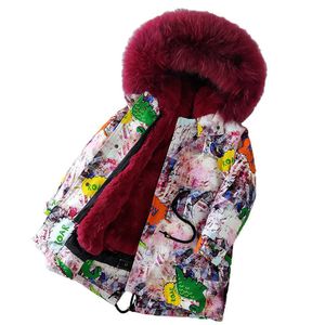 -30 grados Chaqueta de piel para niños de invierno Ropa para niños y niñas Parka para niños Abrigo de piel de camuflaje Ropa para adolescentes Traje para padres e hijos H0909