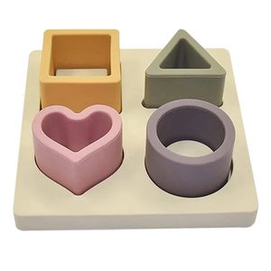 -Baby Soft Nesting Tri Stacking Toys Silicone Block Shape Toys Recognition Learning Development Toys Puzzles Jigsaw Puzzles 240420