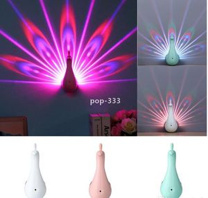 (LED TOYS Mode 3D Night Paacock Projection de paon Lumière Mur Mur Mur USB Chargement à la décoration de fête magique colorée