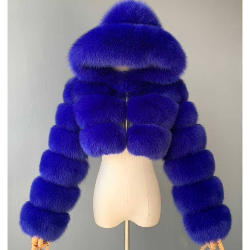 women fur jackets designer short hooded fox coat fashion Imitation fluffy top long sleeve stitching coats real fur coat