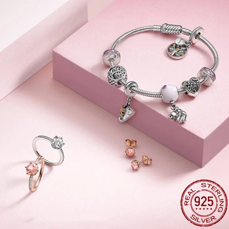 Popular High Quality 925 Sterling Silver Beads Angel Wings Lucky Heart Lover Charm for Original DIY Bracelet Ladies Jewelry Fashion Accessories