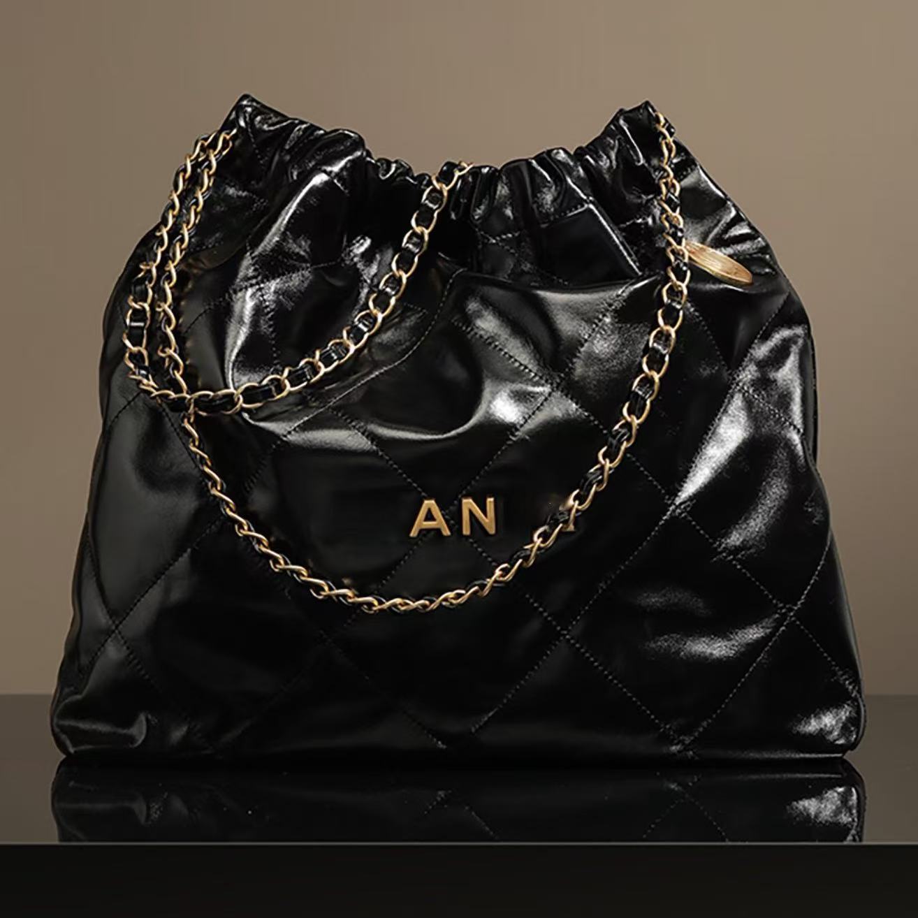 12a Mirror Quality Designer Bag 22 Garbage Medium Shoulder Genuine Leather 42CM Woman Handbag Chain Shopping Tote Bag Free Shipping