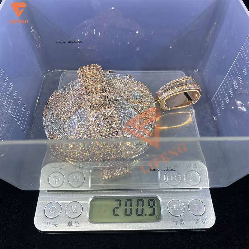 Custom 925 Sterling Silver Two-tone 3D Earth Global Hip-hop Iced Out VVS Moissanite Men's Moissanite Pendant