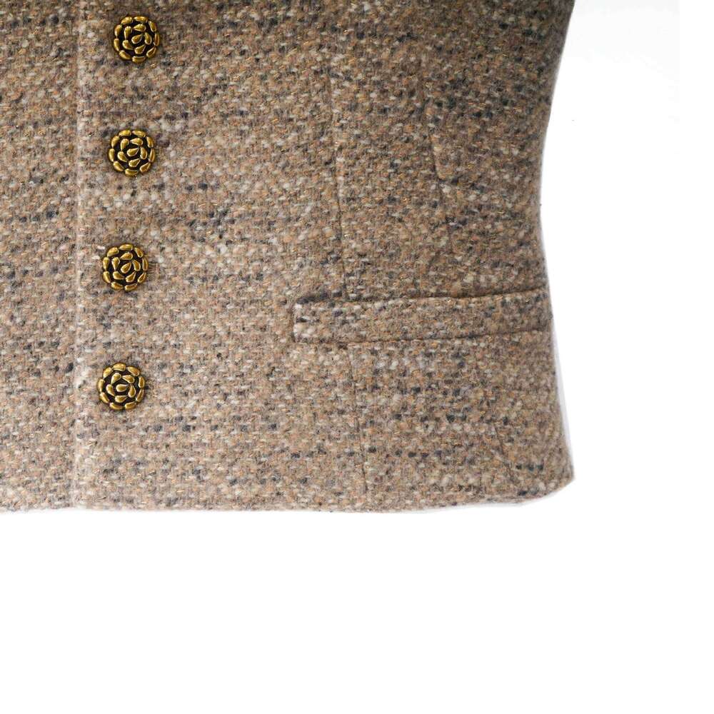 2026 Spring and Summer New Luxury and Elegant Vintage Wool Tank Top and High Waist Wide Leg Pants Set