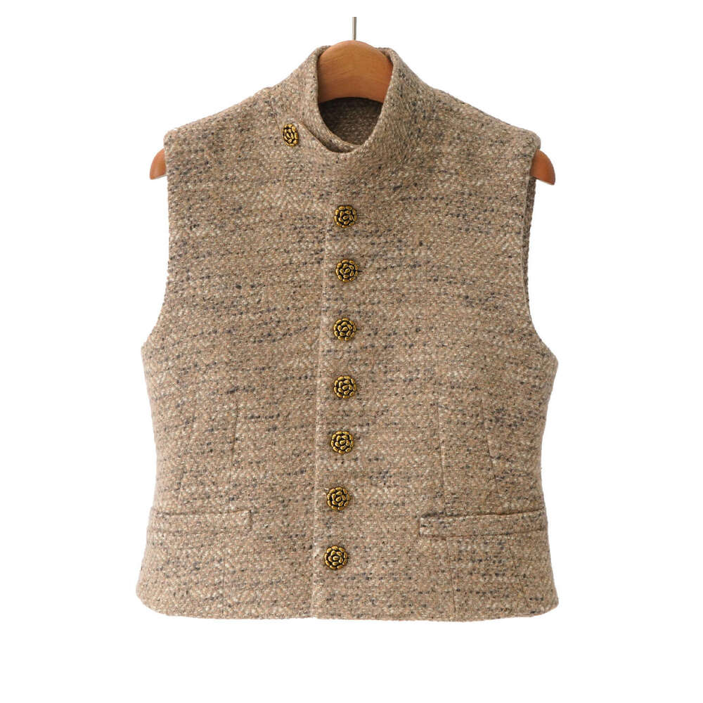 2026 Spring and Summer New Luxury and Elegant Vintage Wool Tank Top and High Waist Wide Leg Pants Set