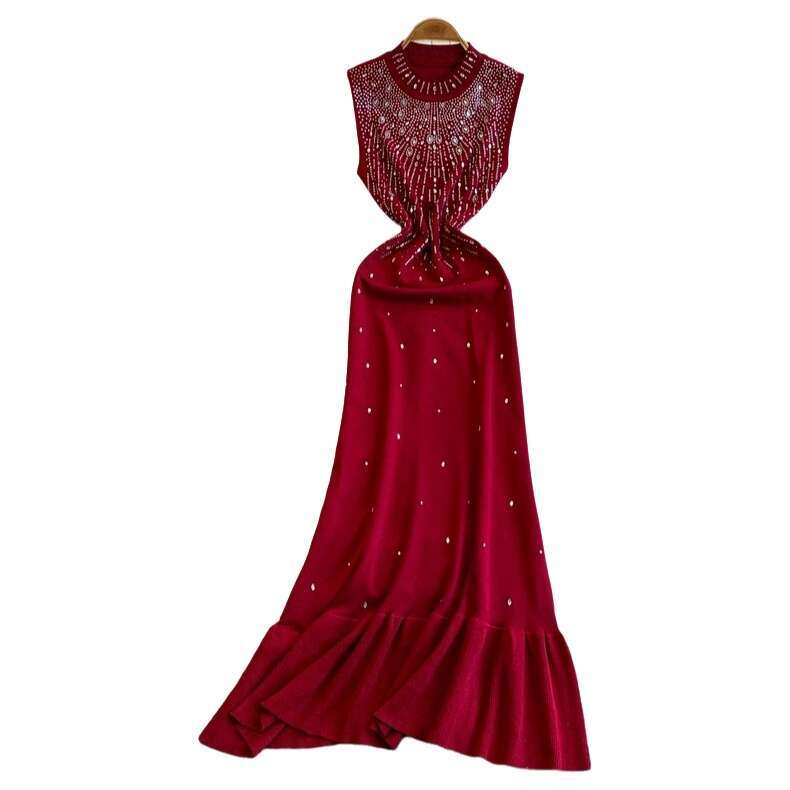 2026 Spring Summer New European and American Style Elegant Sleeveless Women's Stand up Collar Slimming A-line Mermaid Long Dress