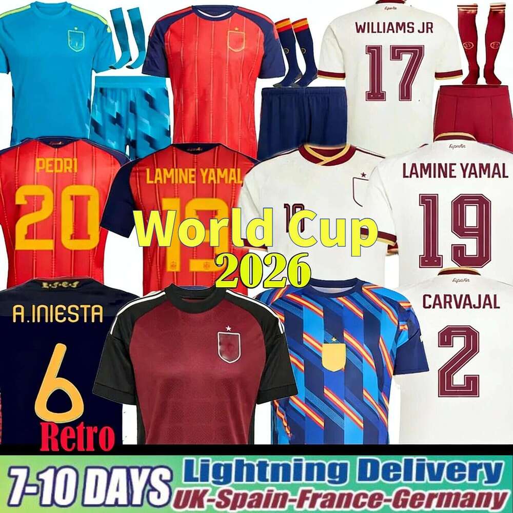 Spain Jersey 2026 World Cup Camiseta Espana Soccer Jerseys PEDRI GAVI LAMINE YAMAL MORATA Carvajal OLMO FERRAN RODRIGO SPANISH Men Woman Kid Kit Football Shirt Top