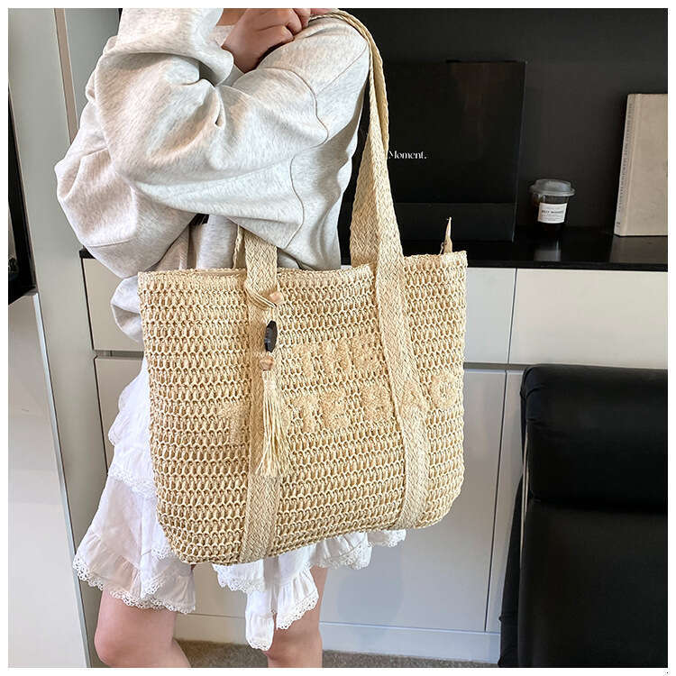 Travel Large Capacity Straw for Women New High-End Handwoven Shoulder Beach Vacation Tote Bag - view 7