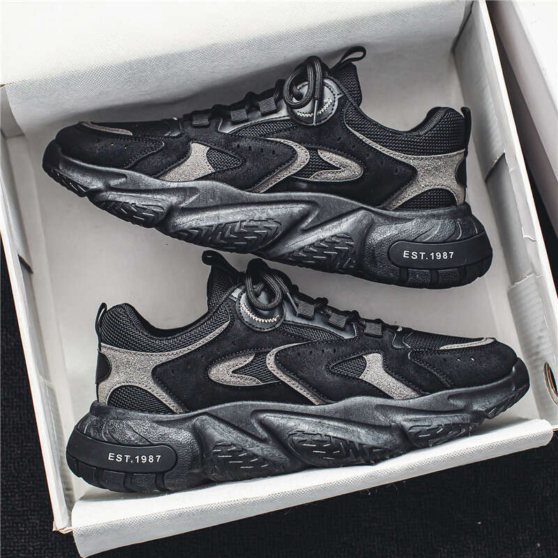 Men's Dad Shoes New Autumn Trend Versatile Mesh Casual Youth Shock Absorption Running Sports Height Increasing