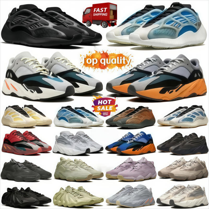 Designer Yz 700 Men Women Outdoor Casual Running Yz 450 Sneakers Black White Wave Runner Salt Dark Glow750 Yz 500 Soft Resin Sports Slippers Shoes Trainers Size 36-46