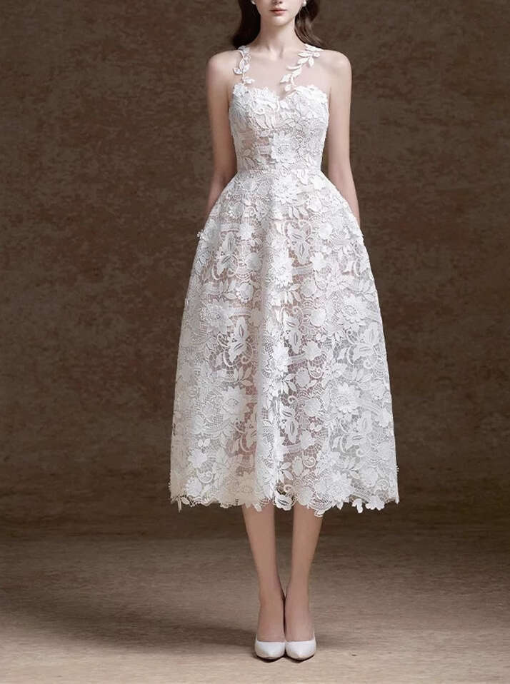 2026 summer new women's niche fashion ethereal lace mesh design sleeveless long skirt