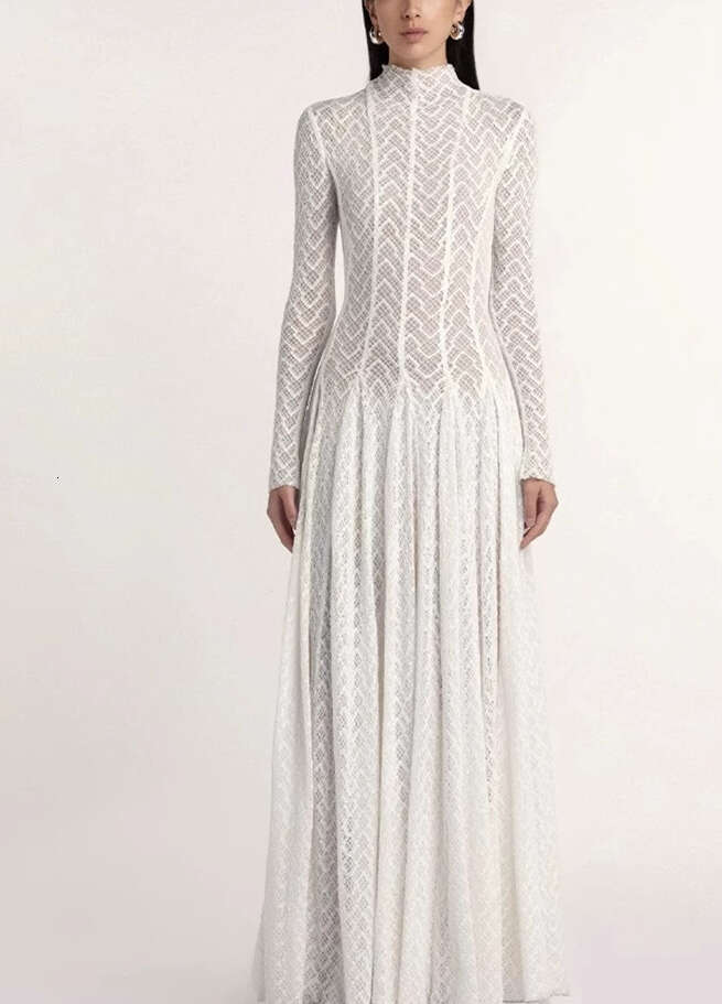 2026 Spring/Summer New Designer Style Graceful and Simple Solid Color Slimming Long Dress with Wide and Smooth Bottom