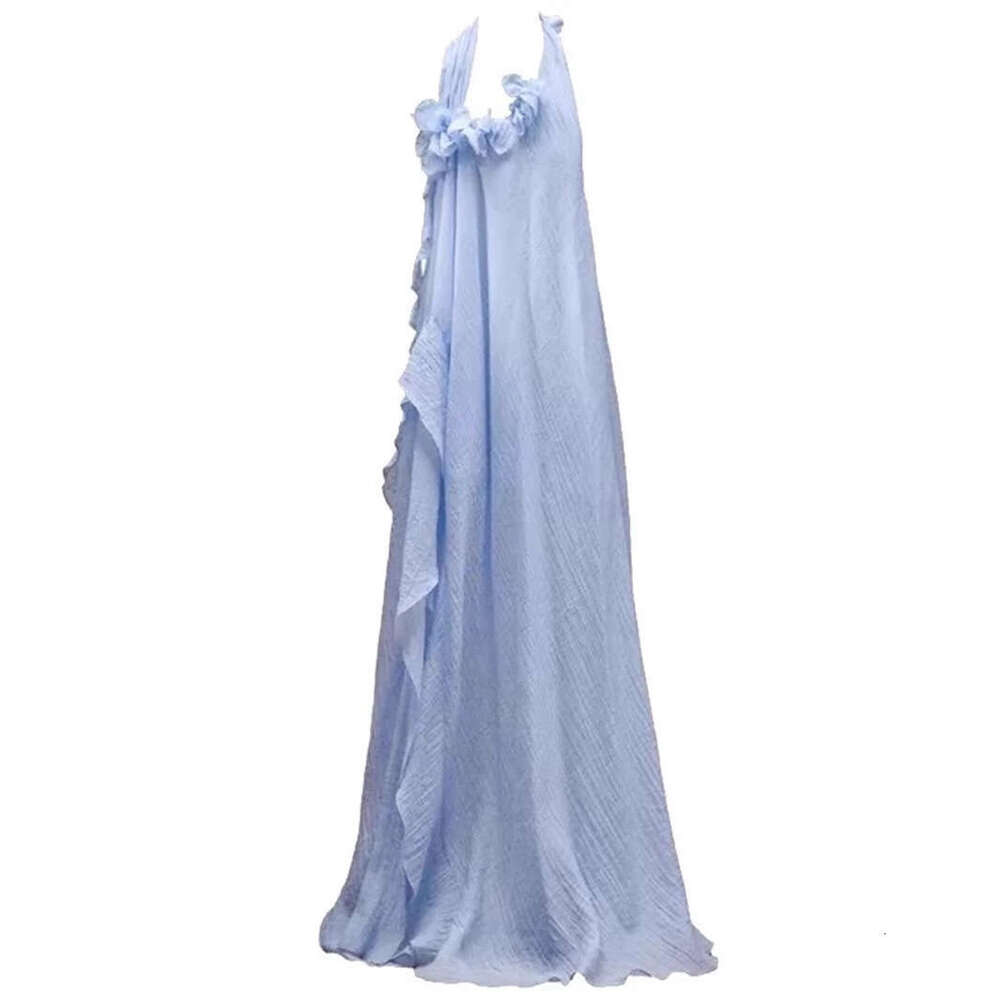 2026 summer designer style sexy camisole with three-dimensional flowers, loose and elegant vacation long skirt