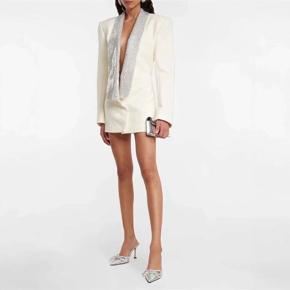 2026 A1 Autumn/Winter European and American Personalized Fashion Queen Heavy Craft Water Diamond Collar Slim Fit Sports Jacket