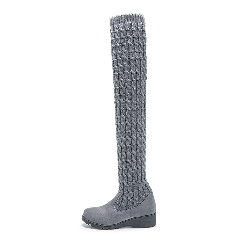 autumn women's and winter new over the knee sleek comfort plus cotton flat ck boots knitting women yui7 a4ac