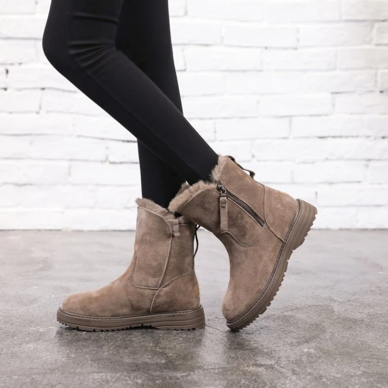 Women New Ankle Warm Plush Winter Woman Shoes Plus Veet Side Zipper Short Boots Botas 2024 09b0