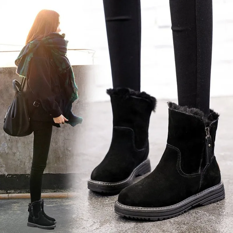 Women New Ankle Warm Plush Winter Woman Shoes Plus Veet Side Zipper Short Boots Botas 2024 09b0
