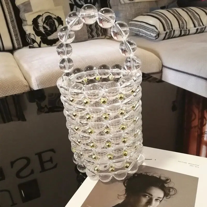 Fashion Female Handmade Shoulder Tote Bag Trending Black Pearl Bucket Stone Womans Wedding Evening Handbag Purse 240905 b518 4