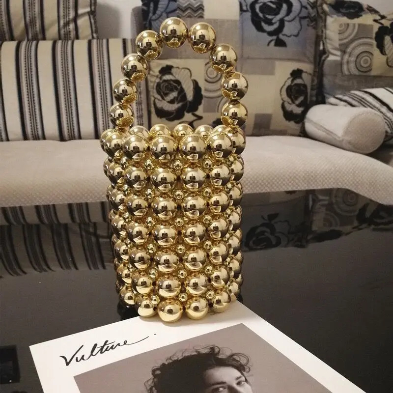 Fashion Female Handmade Shoulder Tote Bag Trending Black Pearl Bucket Stone Womans Wedding Evening Handbag Purse 240905 b518 4