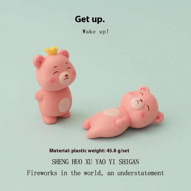 Cartoon mini ins cute little bear sleeping micro landscape scene DIY decoration accessories office desktop ornaments