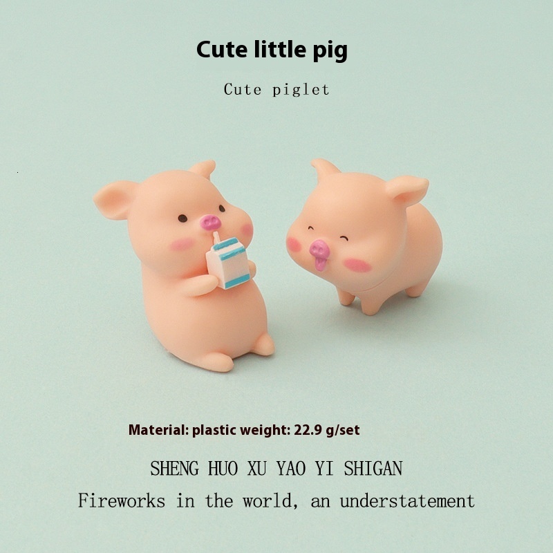 Cartoon Mini Cute Creative Milk Pig Lotus Pottery Micro Landscape Landscaping Home Automotive Decoration Small Ornaments