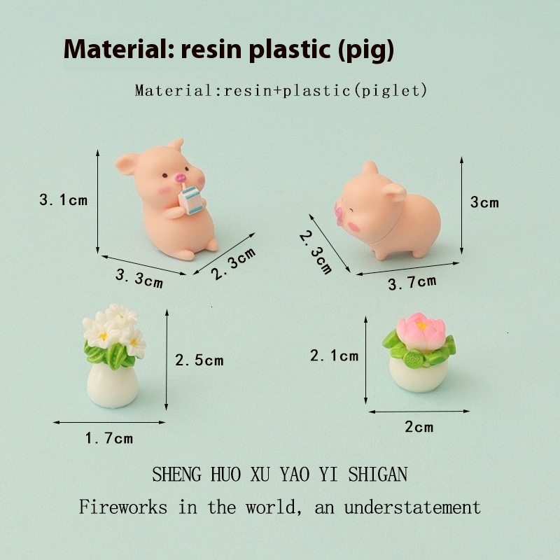 Cartoon Mini Cute Creative Milk Pig Lotus Pottery Micro Landscape Landscaping Home Automotive Decoration Small Ornaments
