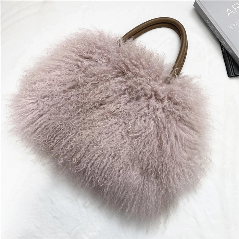 Fashionable y autumn winter Mongolian fur handbag large capacity plush bag highend womens 240906 4