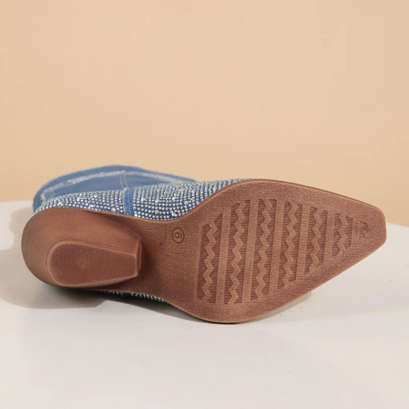 Western Cowboy Woman European and American Pointed Rhie Women Thick Sole Wedge Boots Shoes for Women2024 af4c