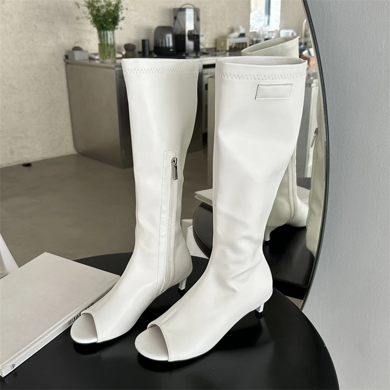 Eilyken 2024 Fashion Style Peep Toe Women Boots Sandals Designer Zipper Botines Thin Low Heels Shoes Gladiator Botas Mujer d50d
