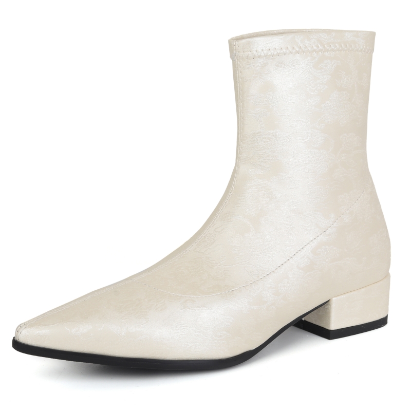 Ankle Elegant Boots for Women Autumn Winter Shoes 2024 Sier Silk Short Boot Low Heels Footwear Shoe Ladies Large Size af34