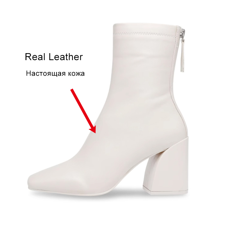 JOZHAMTA Size 34-43 Women Ankle Boots Real Leather Thick High Heels Fall Winter Shoes 2025 New Ins Casual Office Short Booties