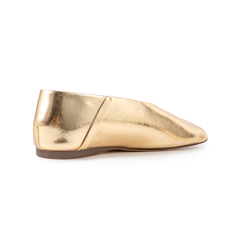 Cowhide Gold Simple Flat Sole Single Spring Summer Comfortable Outdoor Hiking Women Low Heel Commuting Student Shoes 45 58cc