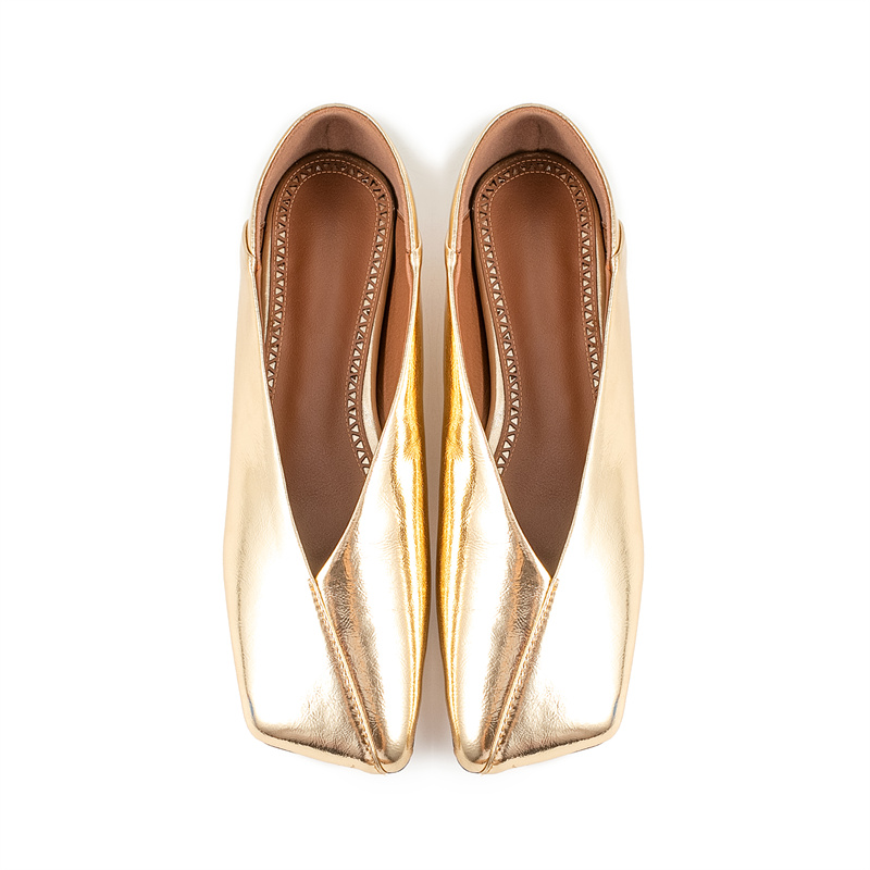 Cowhide Gold Simple Flat Sole Single Spring Summer Comfortable Outdoor Hiking Women Low Heel Commuting Student Shoes 45 58cc