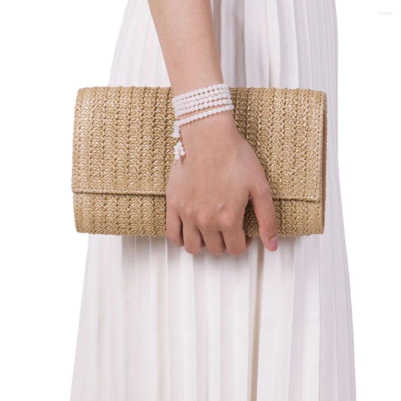 Shoulder Bags Women Stylish Crossbody Bag Large Capacity Woven Clutch Purse Trendy Envelope Chain Strap Hasp Closure Summer Beach deda 4