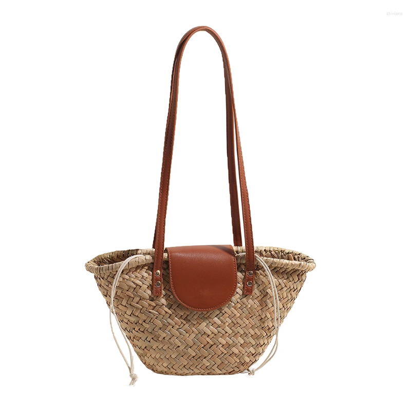 Shoulder Bags Women Straw Woven Summer Beach Large Capacity Weaving With Ribbon Chic Hobo For Party Vacation 5925 4