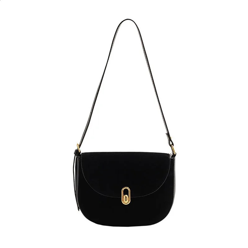 High end textured fashionable shoulder retro suede gerie for women autumn and winter trendy simple cross shaped bag 240918 4