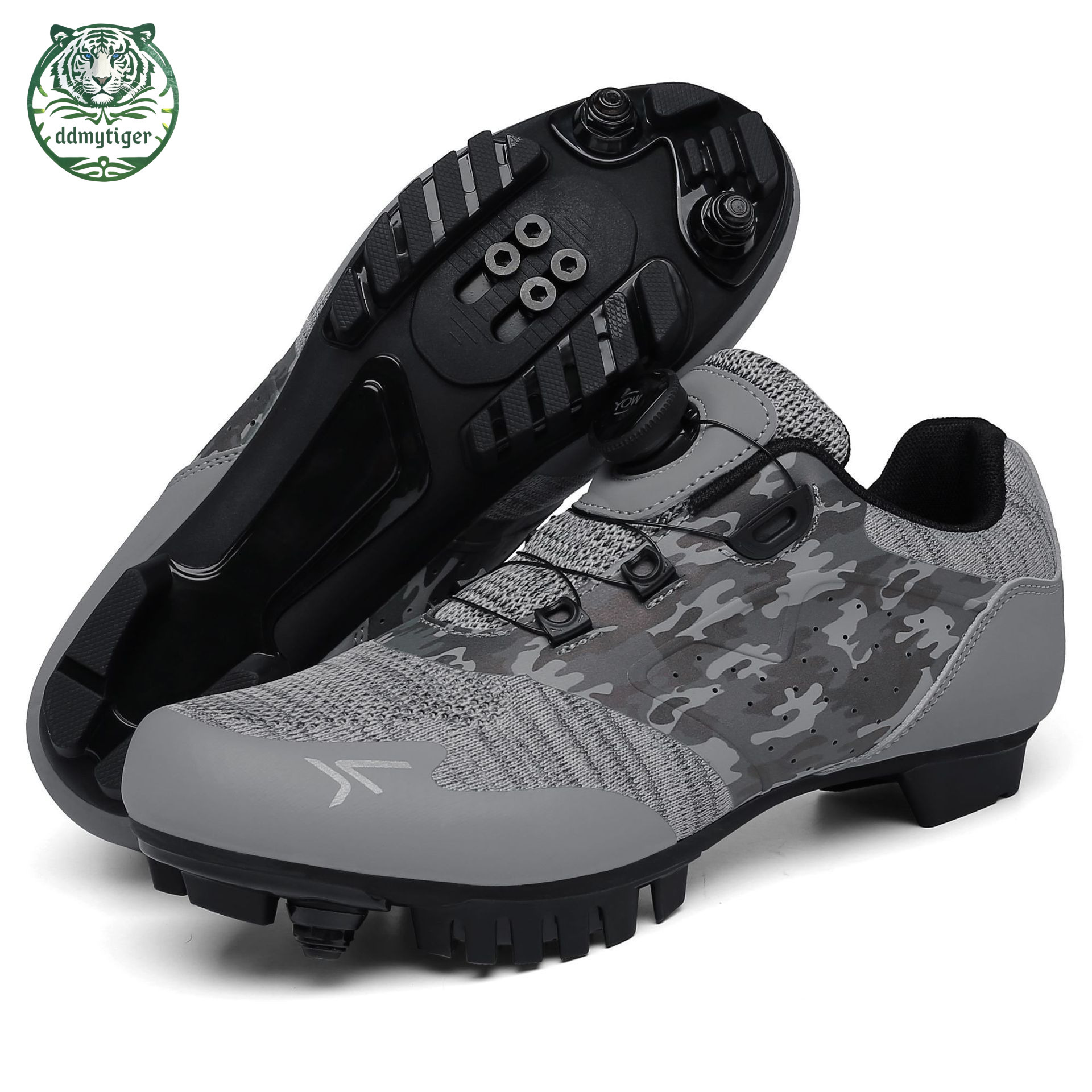 ddmytiger Large size outdoor mountain power bikes, road shoes, sports events, cycling high durability men's and women's lock shoes all black