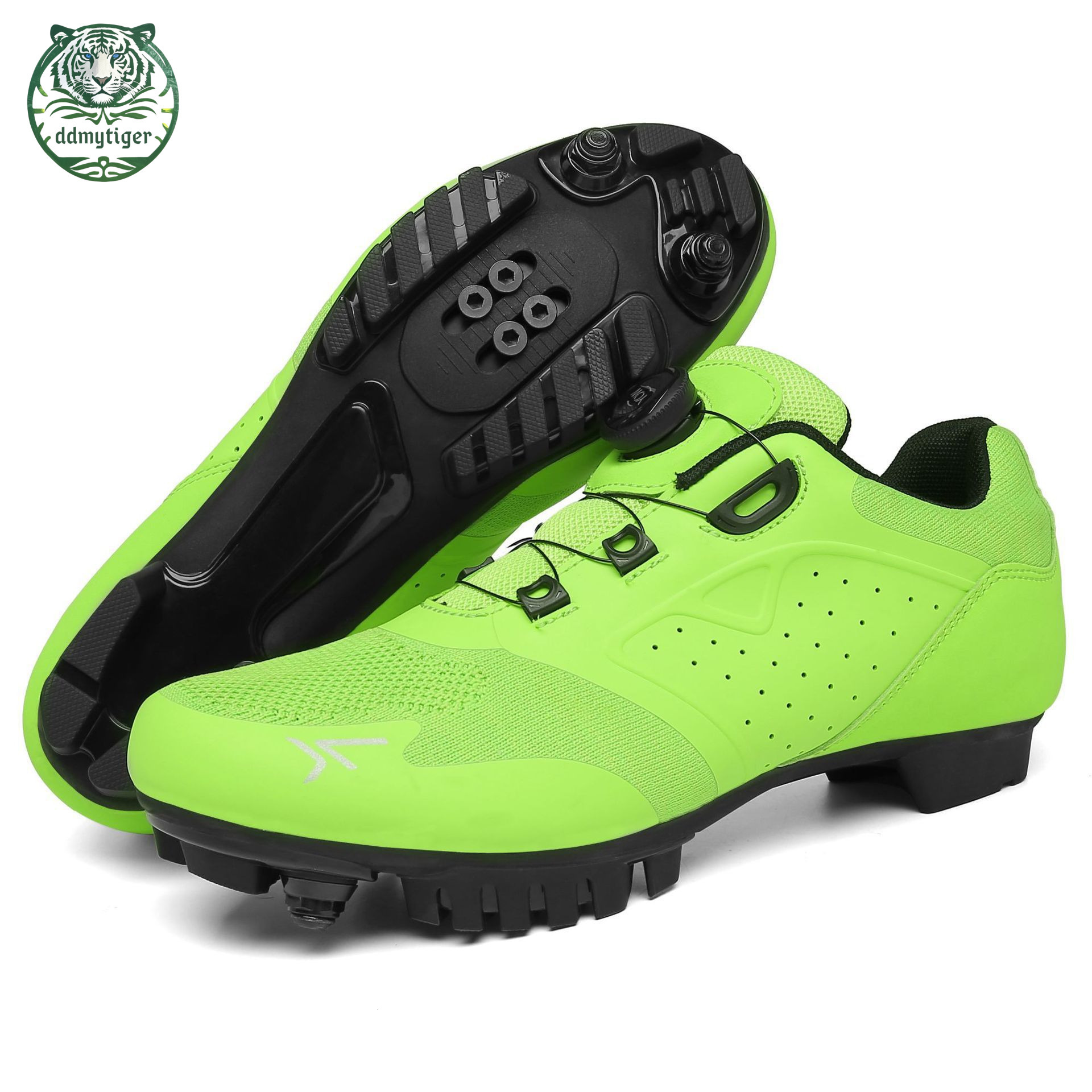 ddmytiger Large size outdoor mountain power bikes, road shoes, sports events, cycling high durability men's and women's lock shoes all black