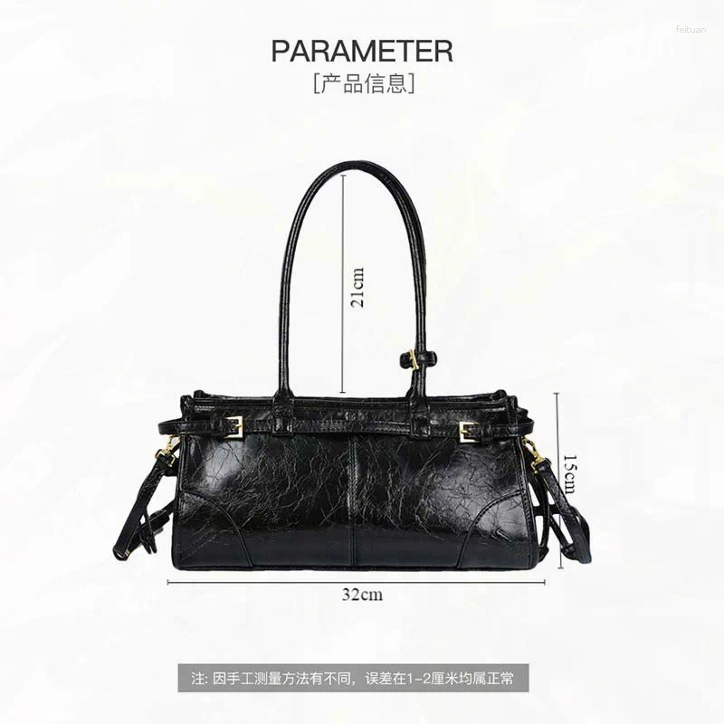Shoulder Bags 2024 Personalized Baguette Bag Retro Motorcycle Fashion Oil Waxed Leather Crossbody Women's Handbag 4e14 4