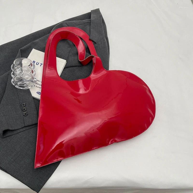 Shoulder Bags Bright Patent Leather Bag For Women Big Love Heart Handbag Female Red Black Large Capacity Tote Clutch adec 4