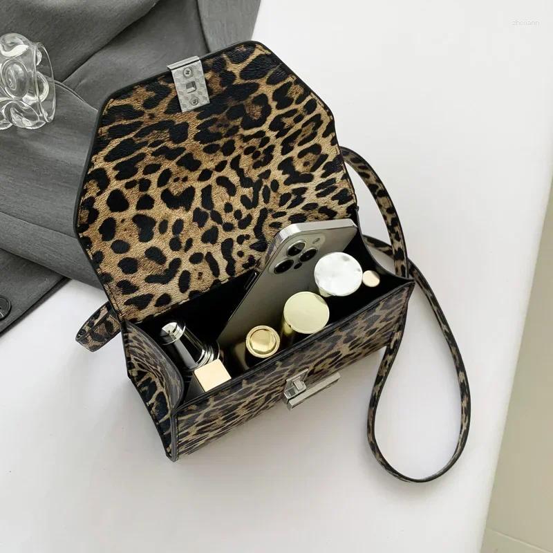 3 Drawstring Small Square Handbag Classic For Women Vintage Clutch Bag Leopard Pattern Crossbody Shoulder Ladies Pu Leather 4