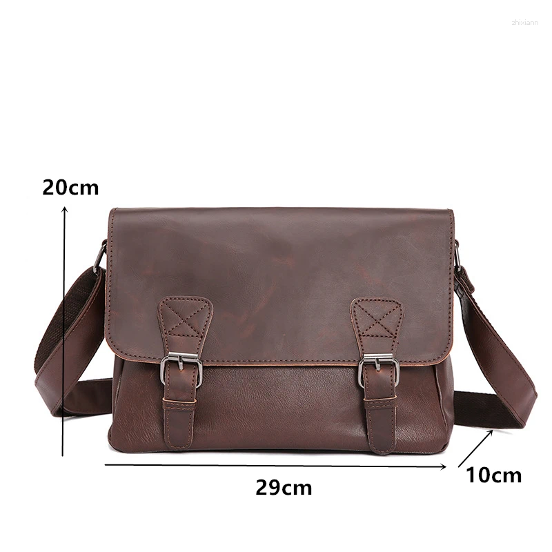 Shoulder Bags High Quality Crossbody Men Satchels Vintage PU Leather Men's Messenger Bag Laptop Lightweight Work Briefcase