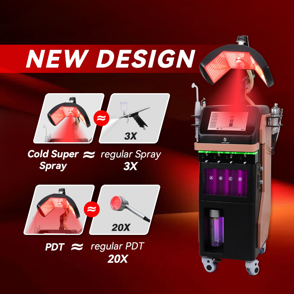 Lady Rainbow 9 in 1 PDT LED Face Dermabrasion beauty Spa Faceting Skin Lifting Anti-aging Machine H2O2 Bubble Cleaning Blackhead Suction Removal Devic
