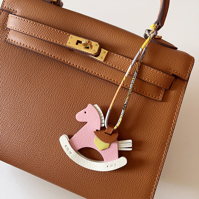 Designer Little Horse Charm Hand Made Sheepskin Leather Bag Pendant Keychian Birthday Gifts Handbag Accessories