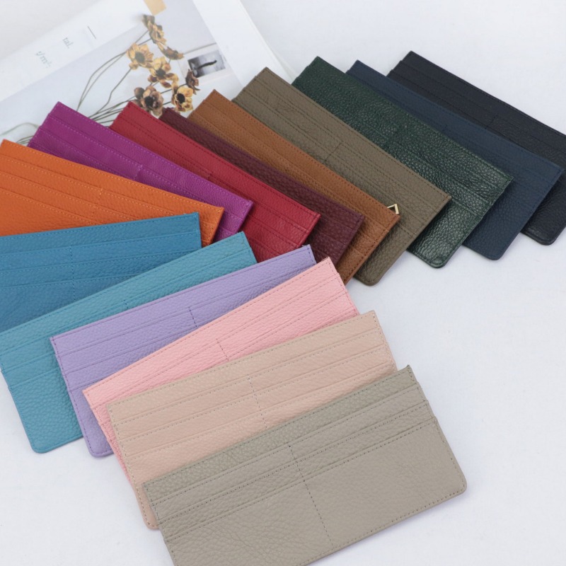 Genuine Women Card Slim Flat Zip Purse Ultra Thin Leather Long Wallet Carteras Para Mujer Portfel Damski c65b 4