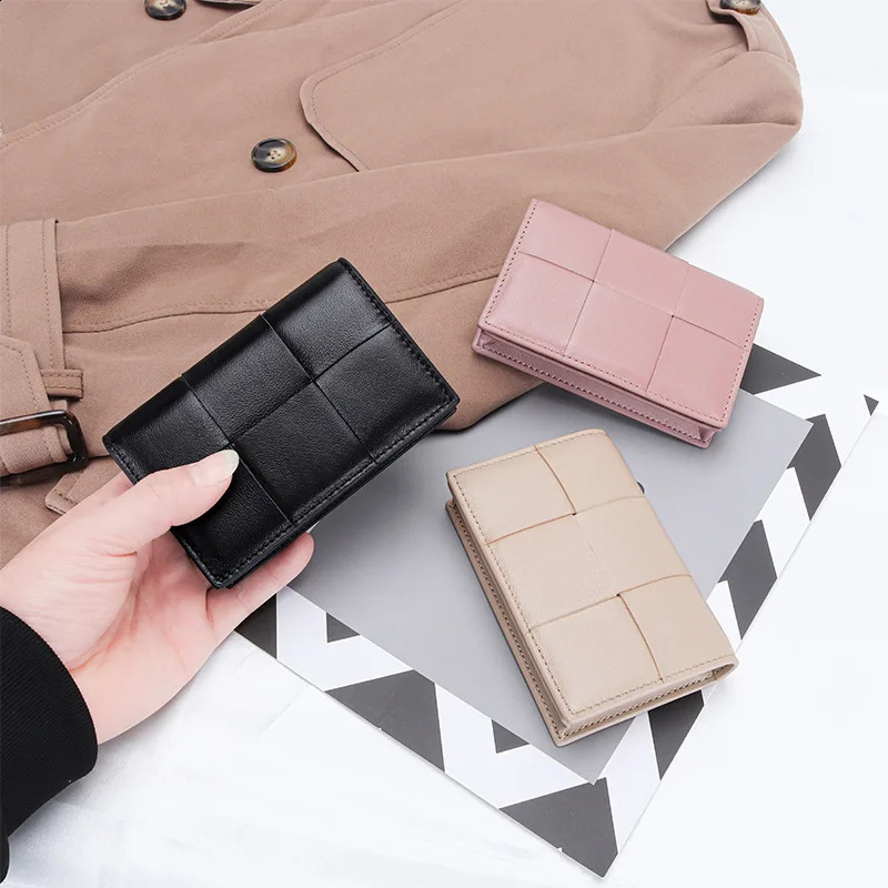 Sheepskin Clip Multi functional Business Card Organizer Box Coin Wallet Womens Leather Paper Bag 240816 bba5 4
