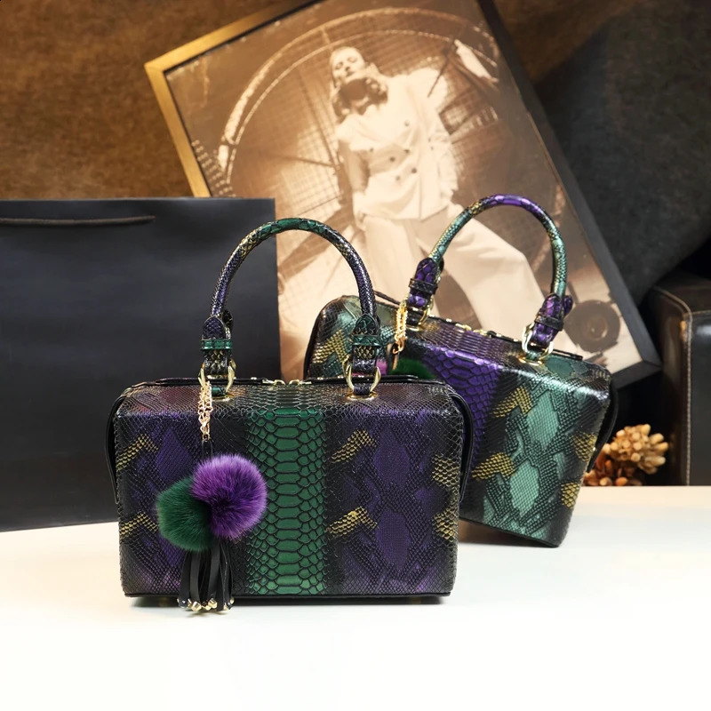 3 Fashion Genuine Leather Women handbag mother Serpentine portable shopping bag female charm shoulder square Hard box bags 240816 4